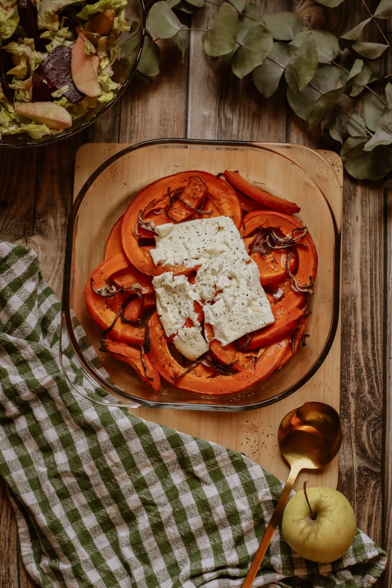 Recette : Fêta rôtie au potimarron