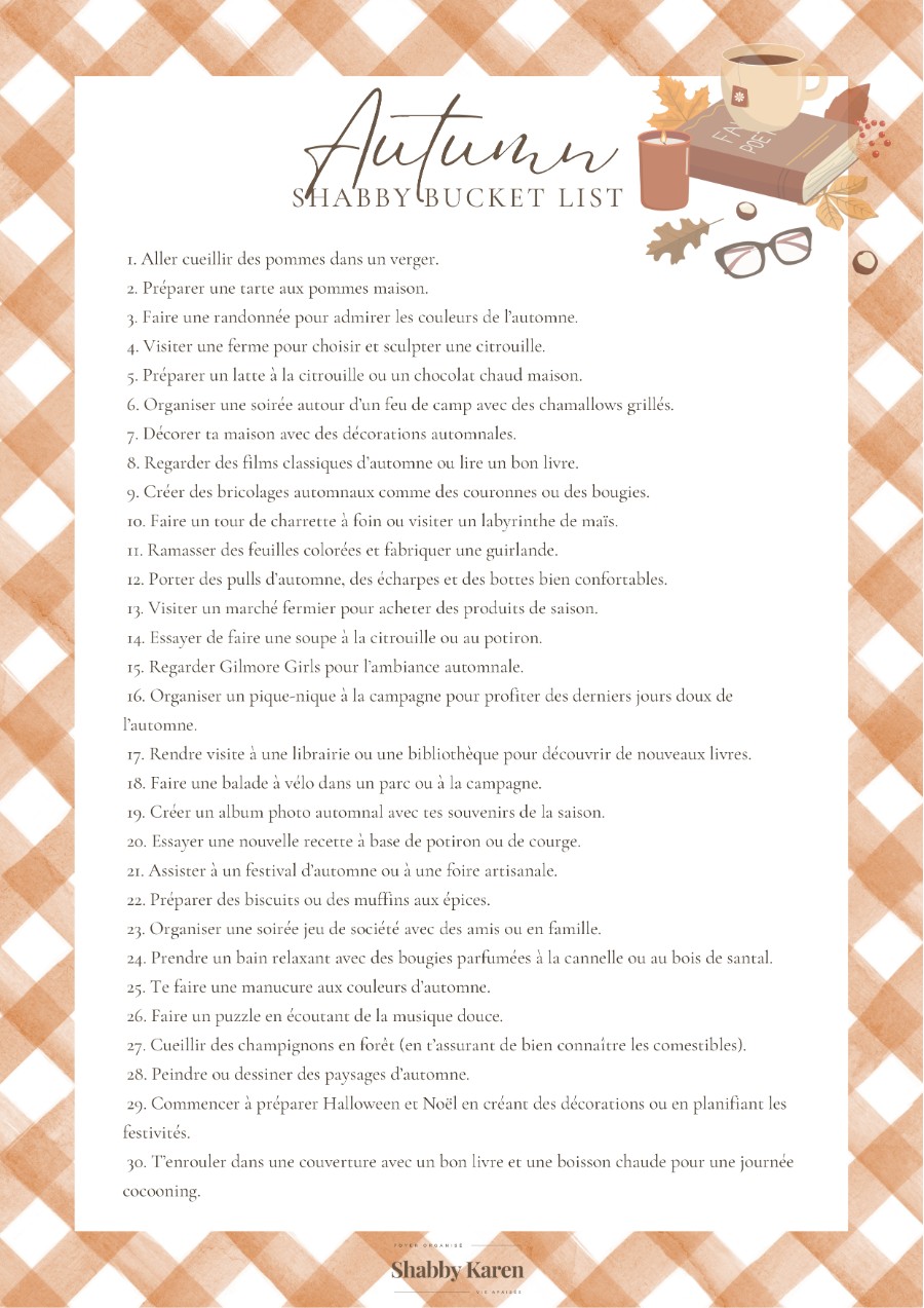 Couverture : La bucket list d’automne